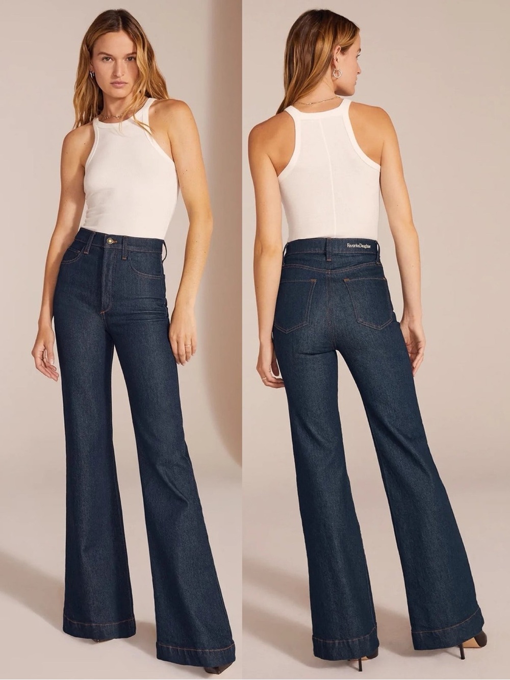 Favorite Daughter Valentina Super High Rise Flare Jeans Pepper 27 Dark Wash